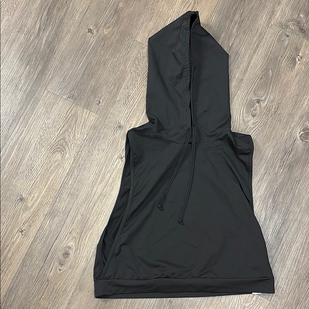 Black Sleeveless Hoodie